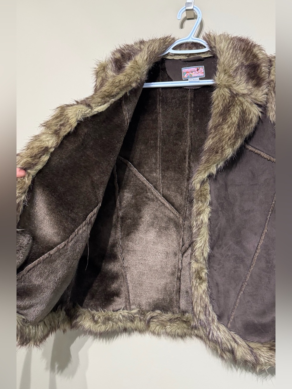 Vintage Y2K April Cornell Faux Suede Vest Faux Fur Collar & Trim - Picture 6 of 9
